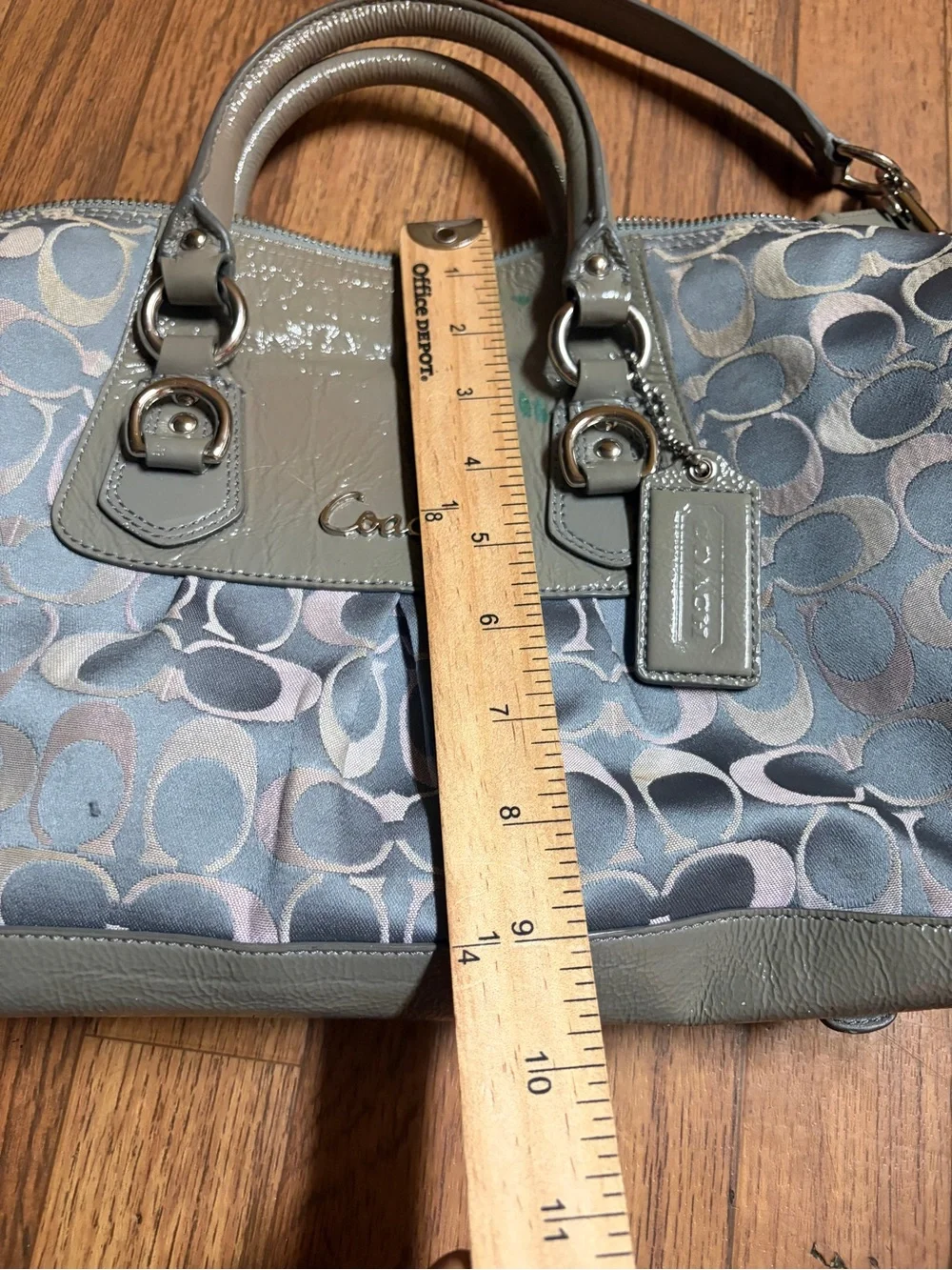 Coach Green and Gray Signature Shoulder Bag
